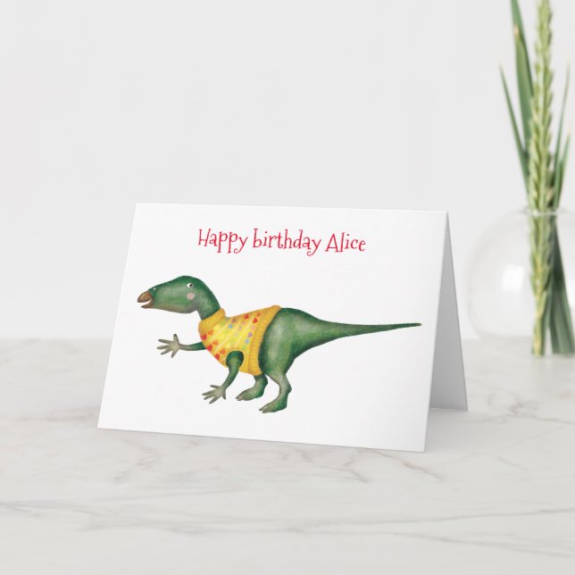 Tarjeta de cumpleaños Iguanadón personalizada (Anverso)
