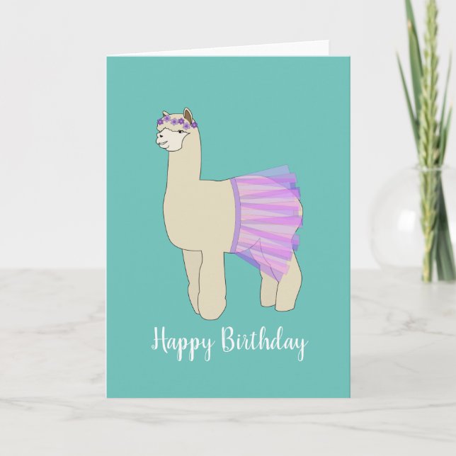 Tarjeta de cumpleaños illusima Ballerina Llama Tur (Anverso)