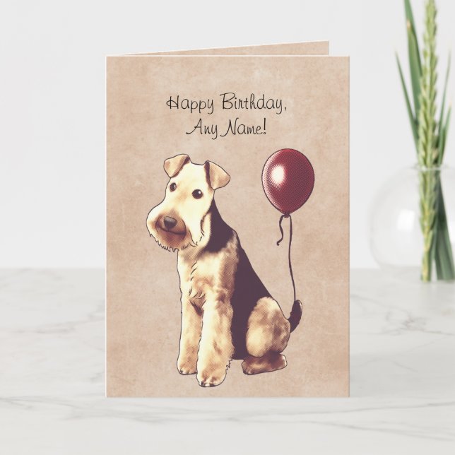 Tarjeta de cumpleaños ilustrada Airedale Terrier (Anverso)