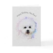Tarjeta de cumpleaños ilustrada Bichon Frise