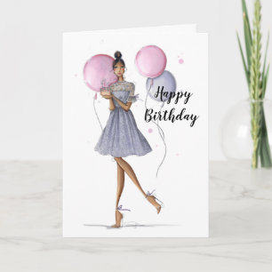Tarjeta de cumpleaños ilustrada de moda plegada