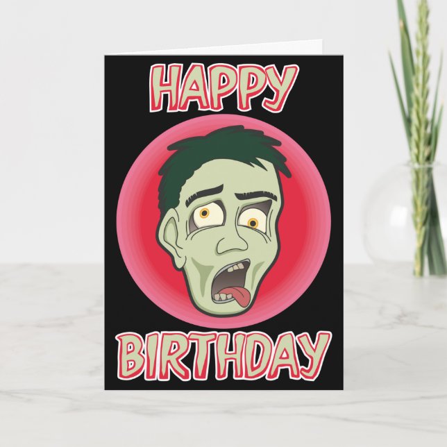 Tarjeta de cumpleaños impresionante del zombi (Anverso)