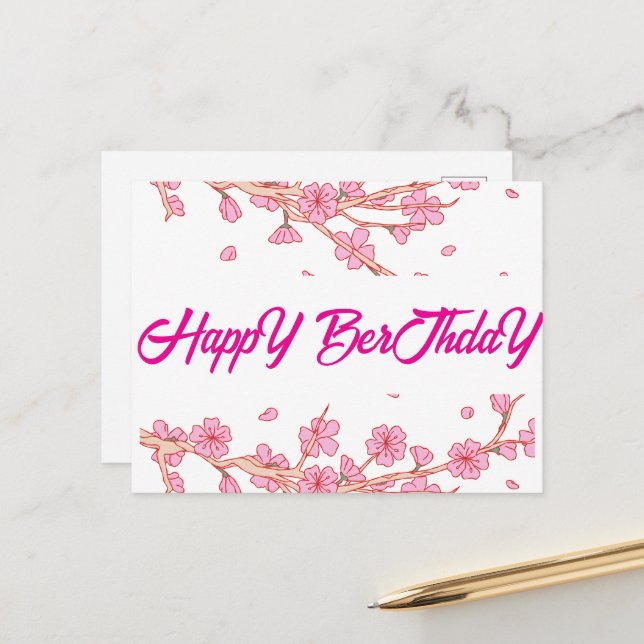Tarjeta de Cumpleaños Imprimible Floral Tarjeta de (Anverso/Reverso In Situ)