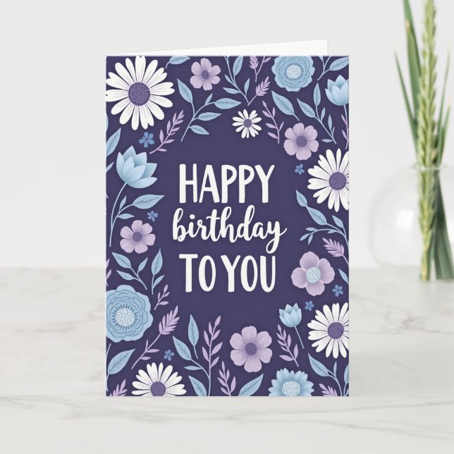 Tarjeta de cumpleaños Indigo Daisy (Anverso)