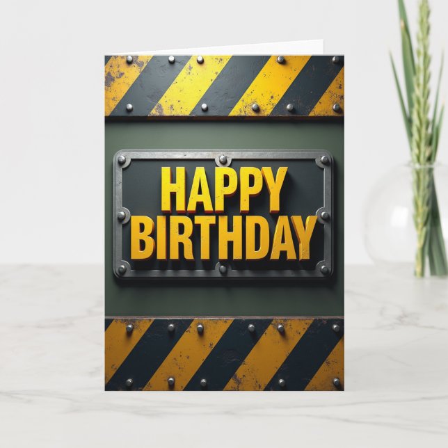 Tarjeta de cumpleaños industrial audaz (Anverso)