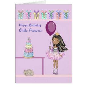 Tarjeta de cumpleaños infantil con princesa de pie