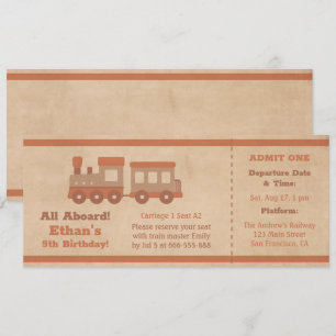 Tarjeta de Cumpleaños Infantil de Billete de Tren