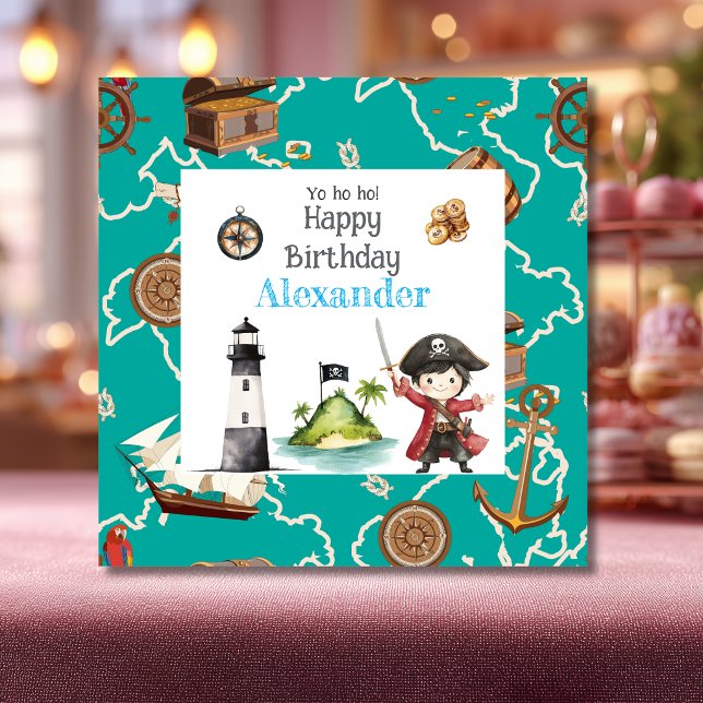 Tarjeta de cumpleaños infantil del simpático pirat (Subido por el creador)