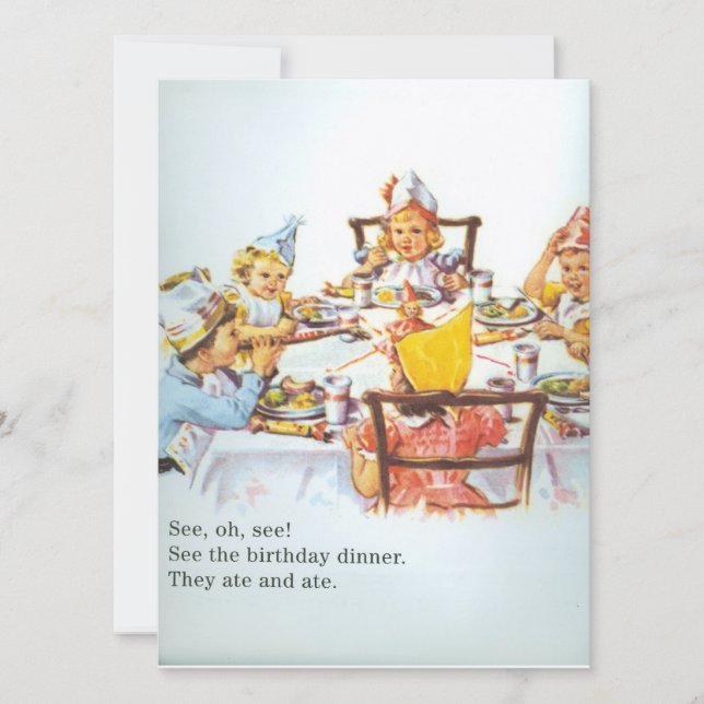 Tarjeta de cumpleaños infantil Dick y Jane de los  (Anverso)