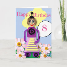 Tarjeta de cumpleaños infantil editable Robot de d