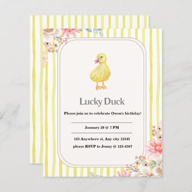 tarjeta de cumpleaños infantil personalizada con p (Anverso / Reverso)