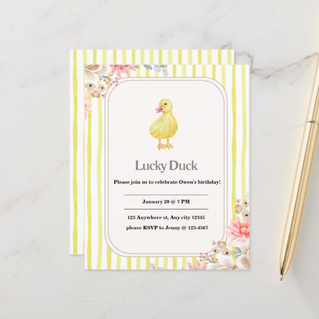 tarjeta de cumpleaños infantil personalizada con p (Anverso/Reverso In Situ)