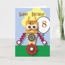 Tarjeta de cumpleaños infantil Robot de dibujos an