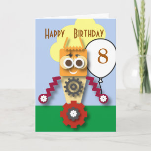 Tarjeta de cumpleaños infantil Robot de dibujos an
