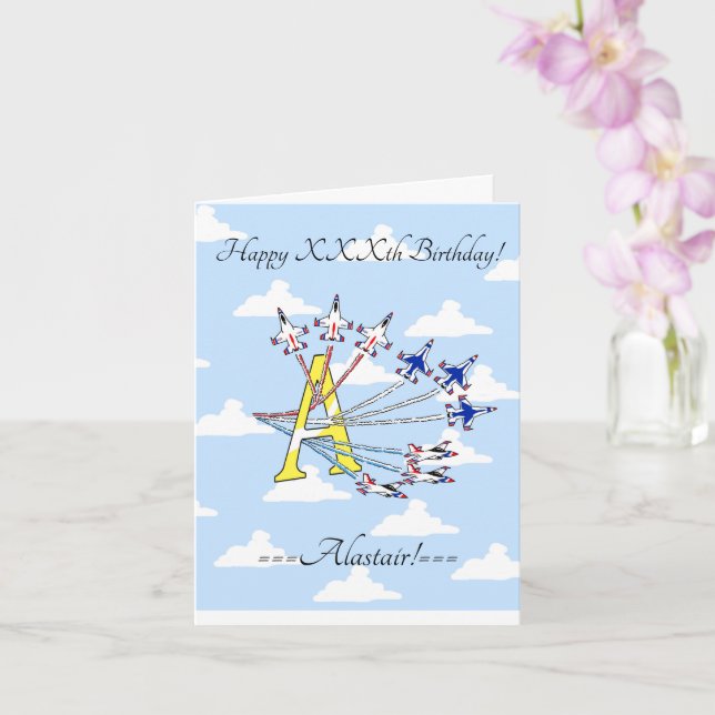 Tarjeta de cumpleaños inicial A cielo azul de Thun (Orquídea)