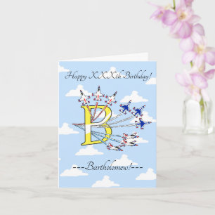 Tarjeta de cumpleaños inicial B Thunderbirds Blue