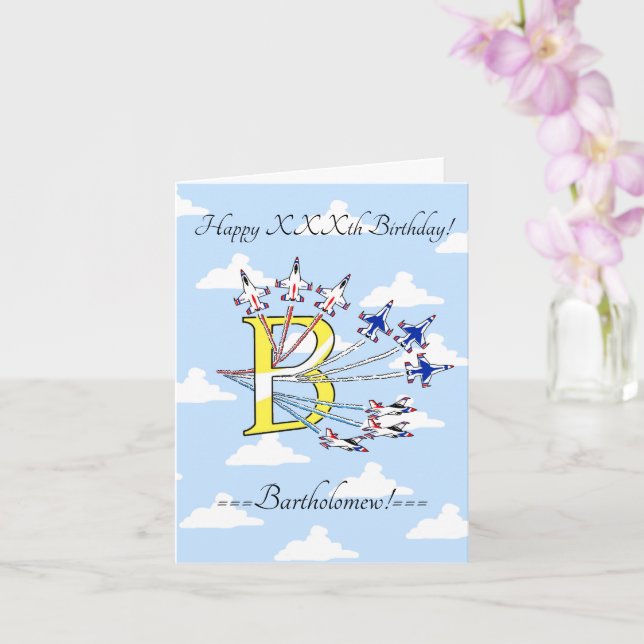 Tarjeta de cumpleaños inicial B Thunderbirds Blue  (Orquídea)