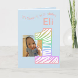 Tarjeta de cumpleaños inicial de foto Rainbow 1