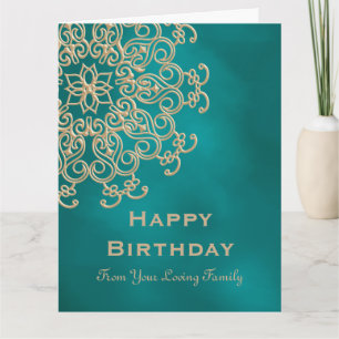 TARJETA DE CUMPLEAÑOS INSPIRADA EN INDIA TEAL Y OR