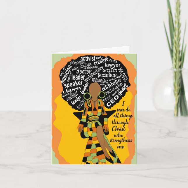 Tarjeta de cumpleaños Inspiradora para mujeres afr (Anverso)