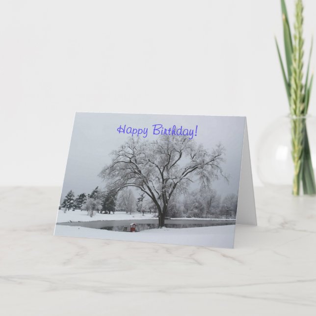 TARJETA DE CUMPLEAÑOS, INVIERNO, NIEVE (Anverso)