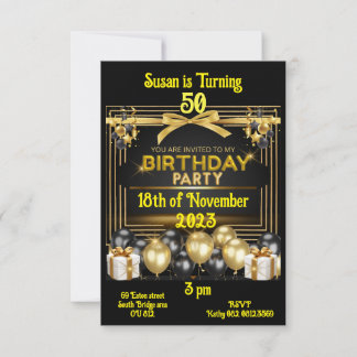 Tarjeta de cumpleaños invita al personalizable y p
