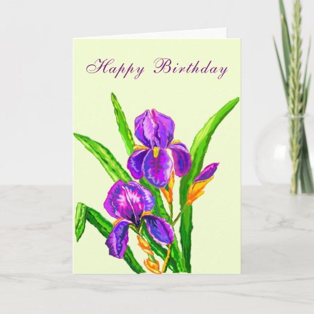 Tarjeta de cumpleaños Iris Flowers (Anverso)