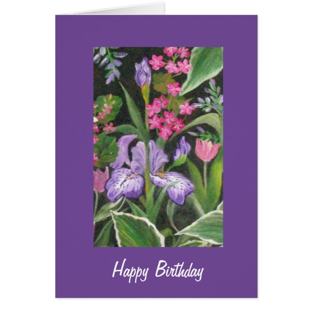 Tarjeta de cumpleaños Iris Garden (Frente)