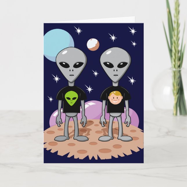 Tarjeta de cumpleaños Ironic Alien (Anverso)