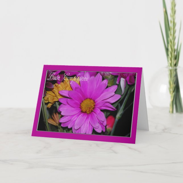 Tarjeta de cumpleaños italiana floral (Anverso)