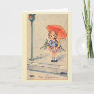 Tarjeta de cumpleaños italiana Vintage Buon Comple