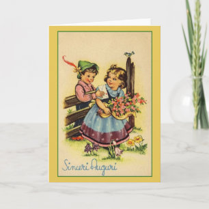 Tarjeta de cumpleaños italiana Vintage Sinceri Aug