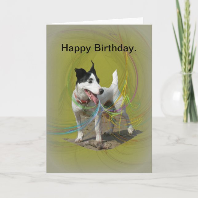 Tarjeta de cumpleaños Jack Russell. (Anverso)