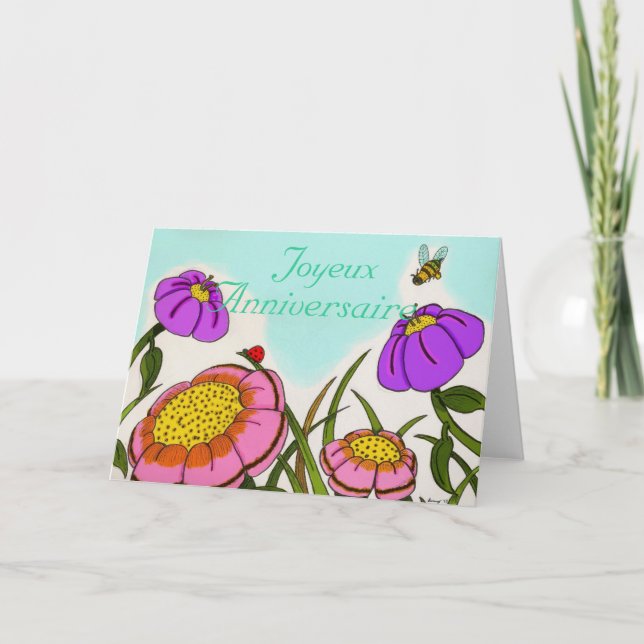 Tarjeta de cumpleaños "Joyeux Anniversario" de Flo (Anverso)