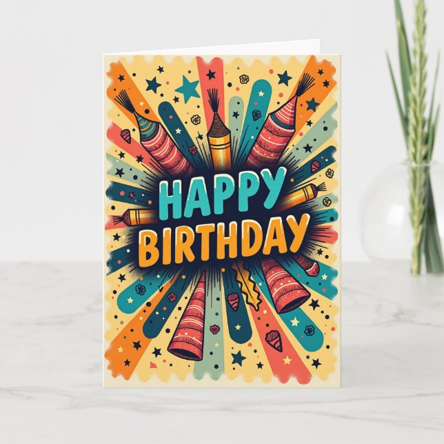 Tarjeta de cumpleaños Joyful Rays (Anverso)