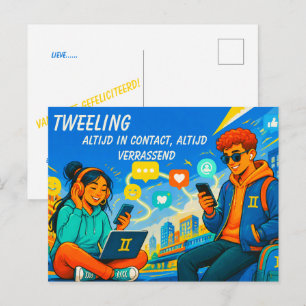 Tarjeta de cumpleaños juguetona de Géminis para [E