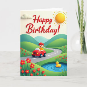 Tarjeta de cumpleaños juguetona en 3D
