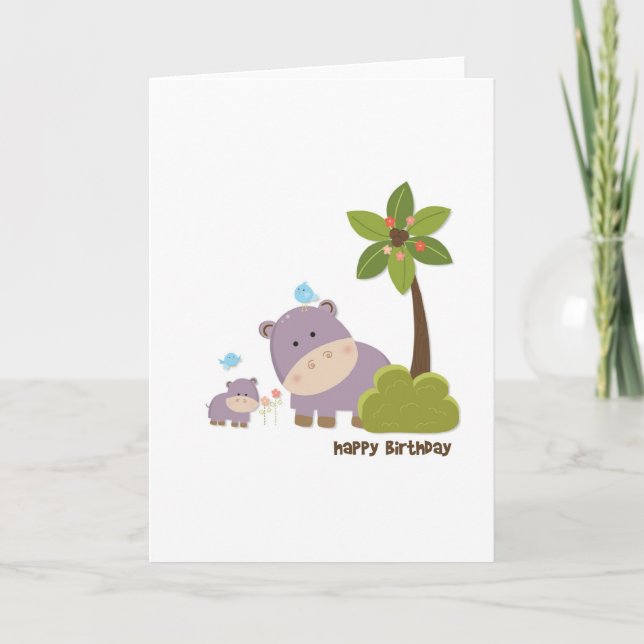 Tarjeta de cumpleaños Jungle Hippos (Anverso)