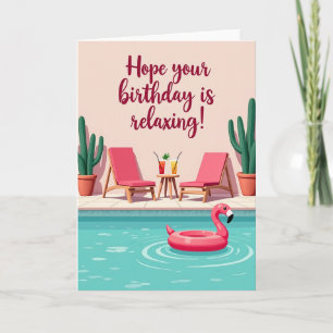 Tarjeta de cumpleaños junto a la piscina