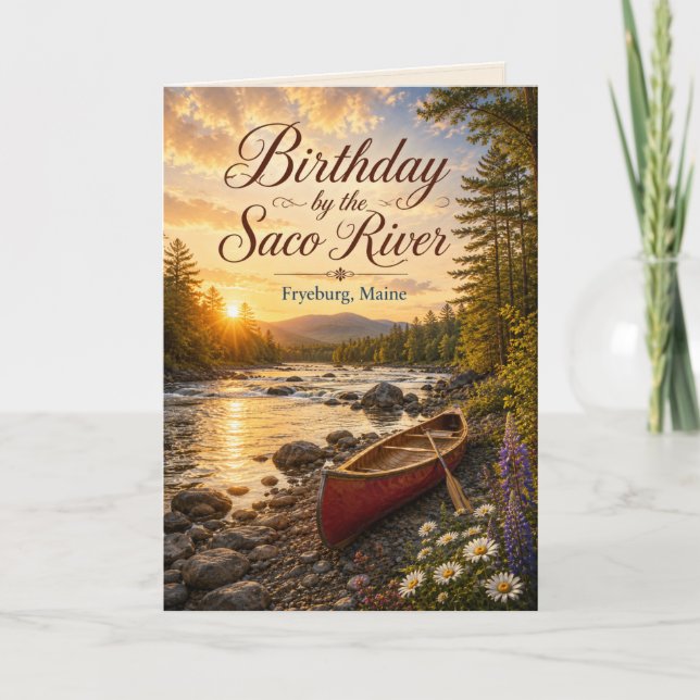 Tarjeta de cumpleaños junto al río Saco Fryeburg M (Anverso)