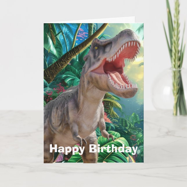 Tarjeta de cumpleaños Jurassic Dinosaur (Anverso)