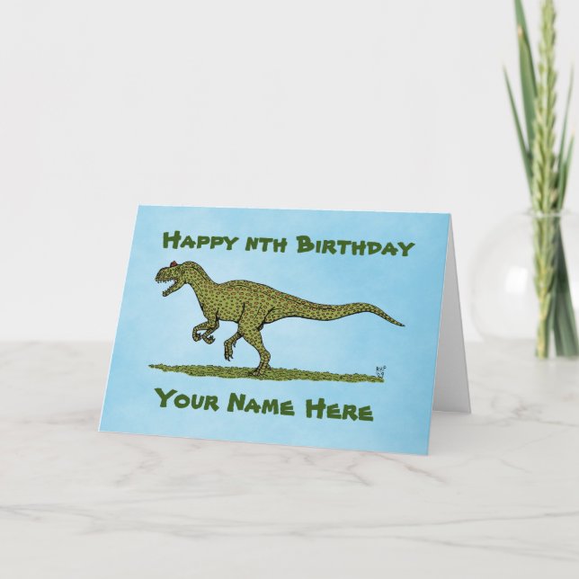 Tarjeta de cumpleaños Jurassic Dinosaur Allosaurus (Anverso)