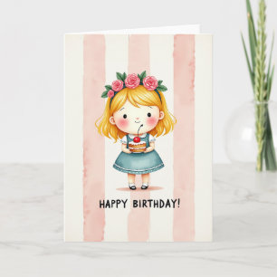 Tarjeta de cumpleaños juvenil con acuarela
