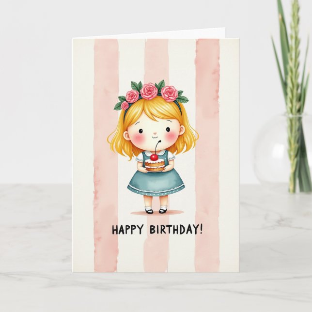 Tarjeta de cumpleaños juvenil con acuarela (Anverso)