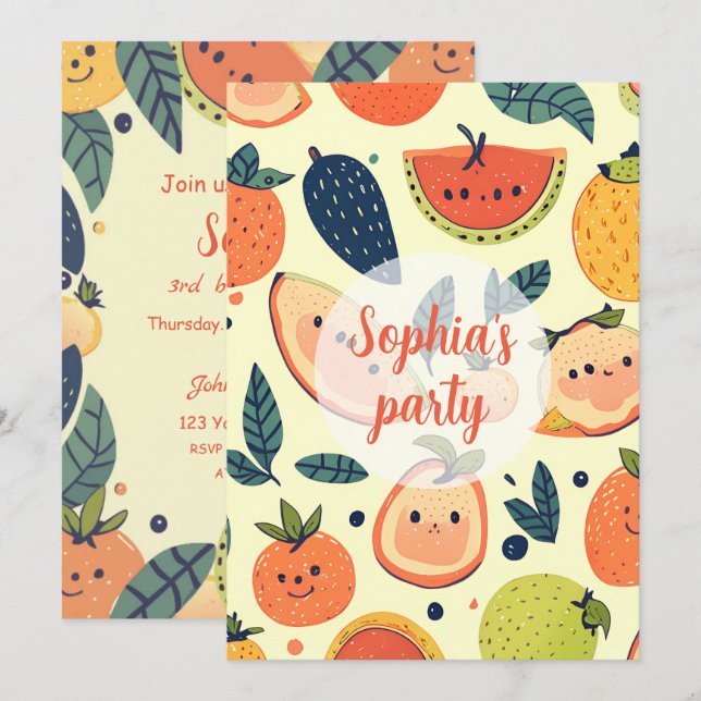 Tarjeta de cumpleaños Kawaii adorable para el 3er  (Anverso / Reverso)