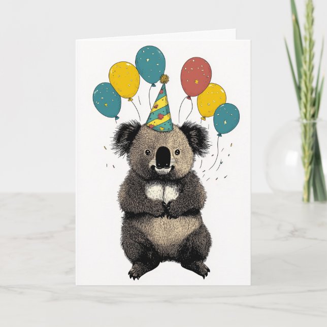 Tarjeta de cumpleaños Koala - Animal Fiesta lindo (Anverso)