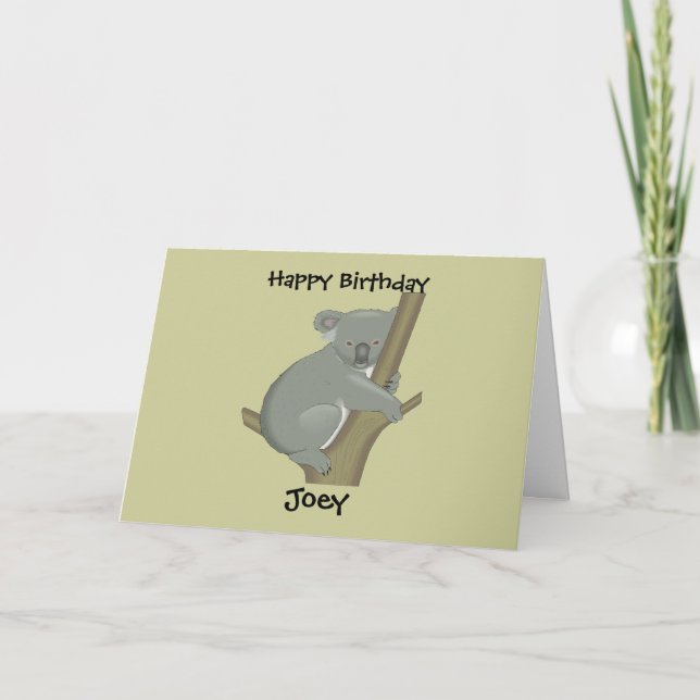Tarjeta de cumpleaños Koala de niño personalizado (Anverso)