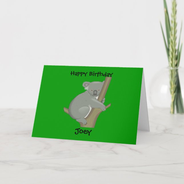 Tarjeta de cumpleaños Koala de niño personalizado (Anverso)