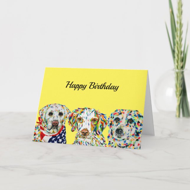 Tarjeta de cumpleaños Labrador Spaniel Border Coll (Anverso)