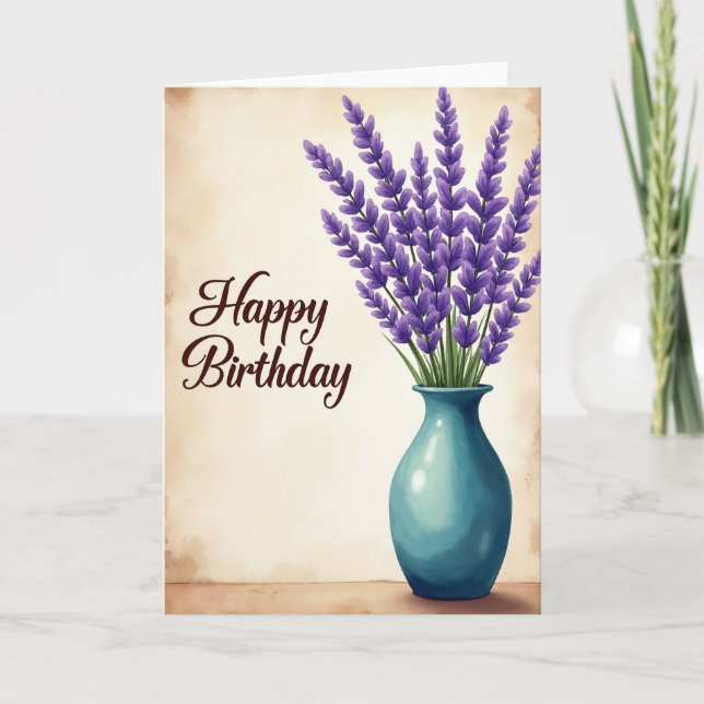 Tarjeta de cumpleaños Lavender Birthday Bloom (Anverso)